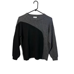 SOH Cashmere Extra Fine Merino Wool Crew Neck Sweater Color Block Womens Medium